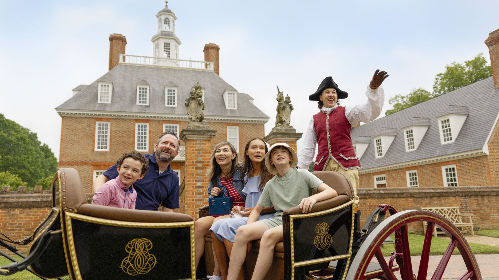 Family carriage ride at the Governor's Palace, Colonial Williamsburg
